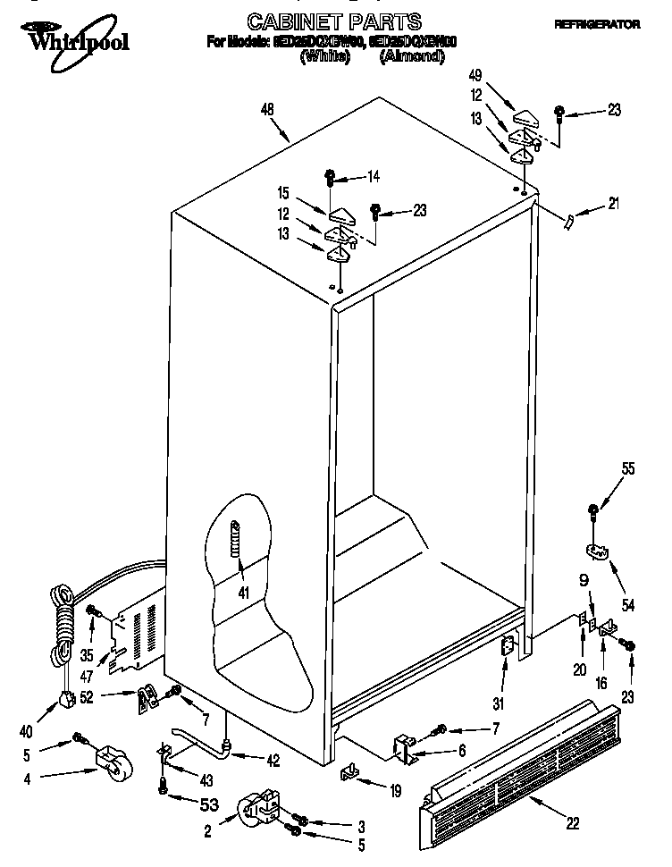 Whirlpool 8ED25DQXBN00 cabinet diagram