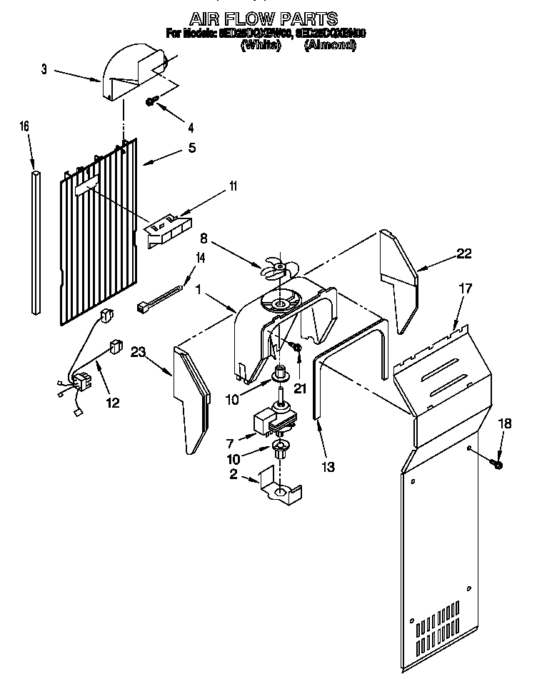 Whirlpool 8ED25DQXBN00 air flow diagram