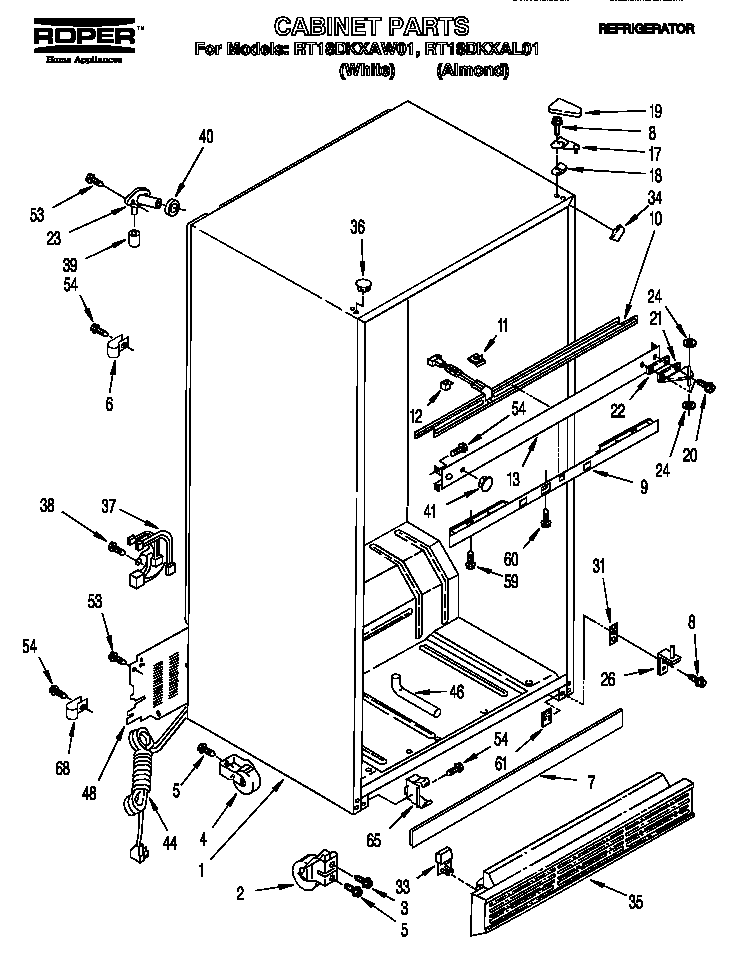Roper RT18DKXAL01 cabinet diagram