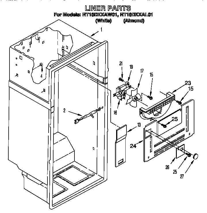 Roper RT18DKXAL01 liner diagram
