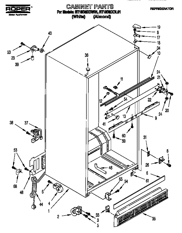 Roper RT18BMXBL01 cabinet diagram