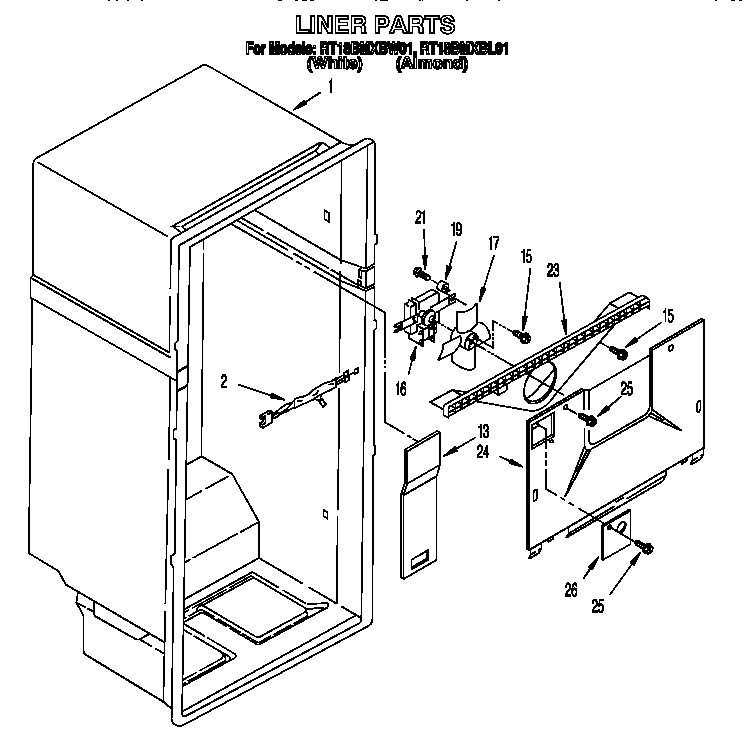 Roper RT18BMXBL01 liner diagram