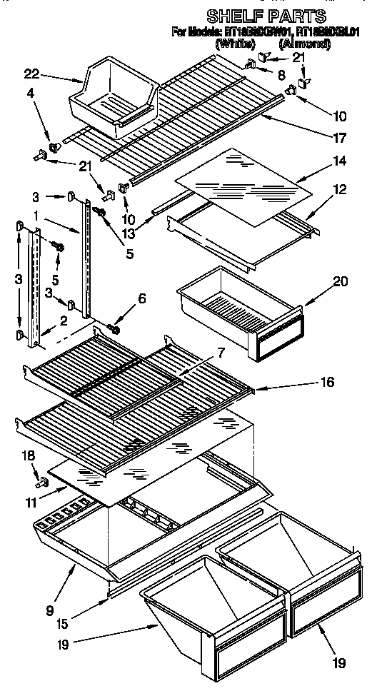 Roper RT18BMXBL01 shelf diagram