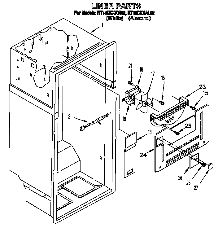 Roper RT18DKXAL02 liner diagram