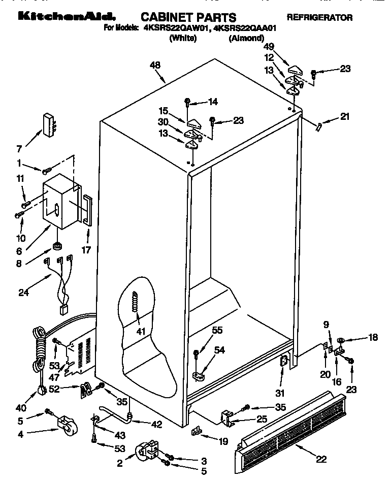 KitchenAid 4KSRS22QAW01 cabinet diagram