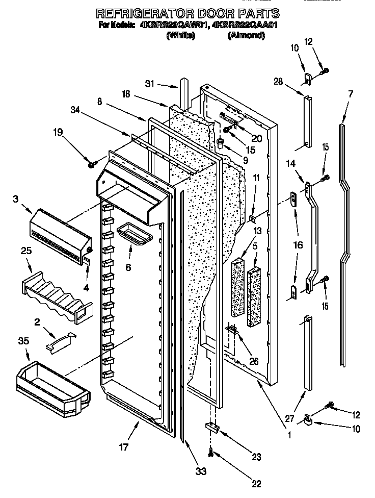 KitchenAid 4KSRS22QAW01 refrigerator door diagram