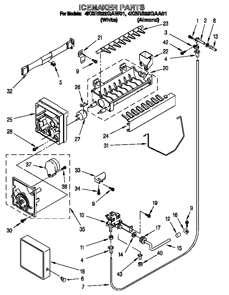 KitchenAid 4KSRS22QAW01 icemaker diagram