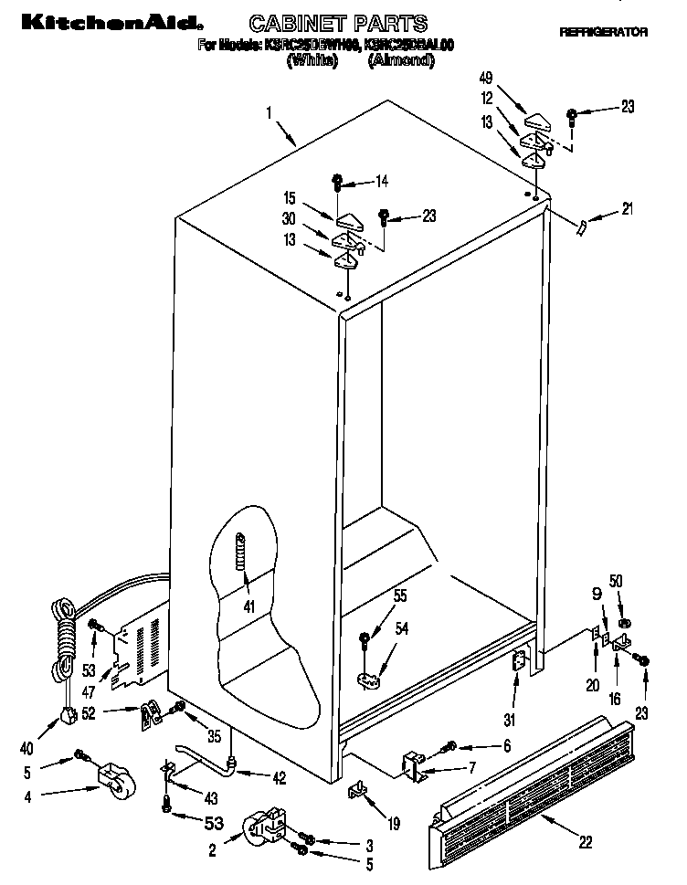 KitchenAid KSRC25DBAL00 cabinet diagram