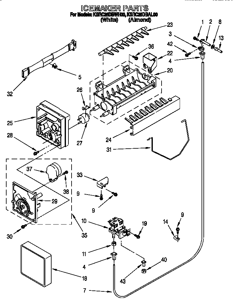 KitchenAid KSRC25DBAL00 icemaker diagram