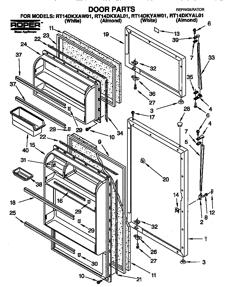 Roper RT14DKYAW01 door diagram
