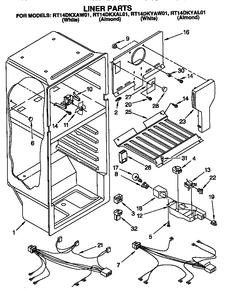 Roper RT14DKYAW01 liner diagram