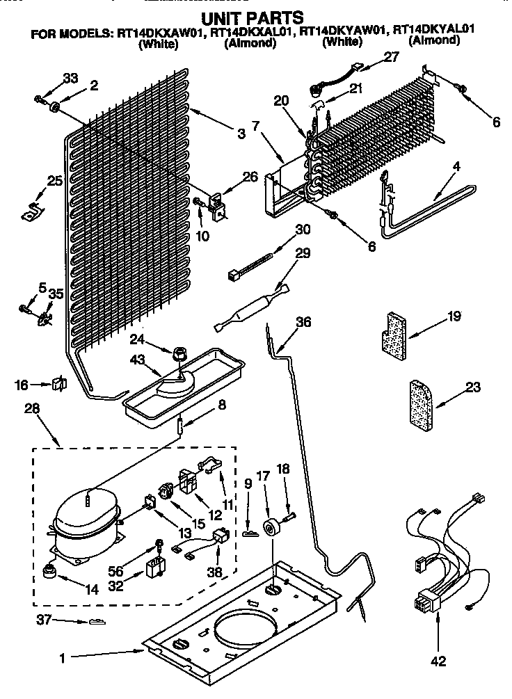 Roper RT14DKYAW01 unit diagram