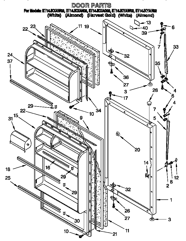 Whirlpool ET14JKXAN02 door diagram