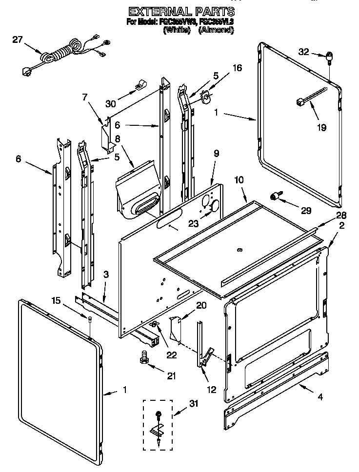 Roper FGC355VL3 external diagram