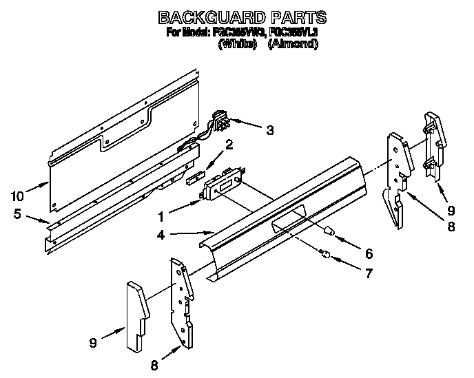 Roper FGC355VL3 backguard diagram