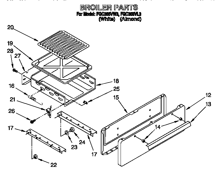 Roper FGC355VL3 broiler diagram