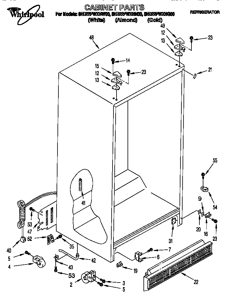 Whirlpool 8ED22PWXBG00 cabinet diagram