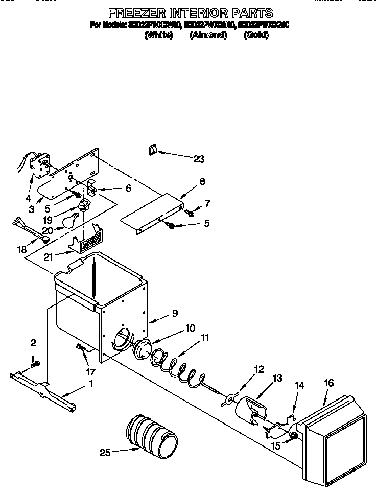 Whirlpool 8ED22PWXBG00 freezer interior diagram