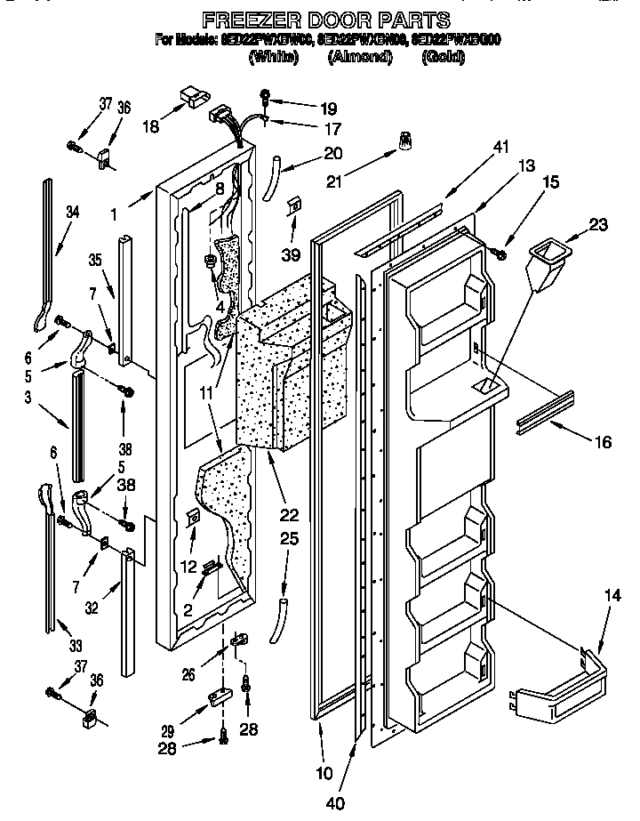 Whirlpool 8ED22PWXBG00 freezer door diagram