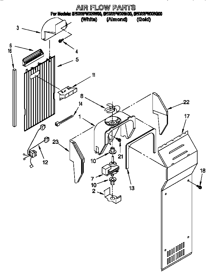 Whirlpool 8ED22PWXBG00 air flow diagram