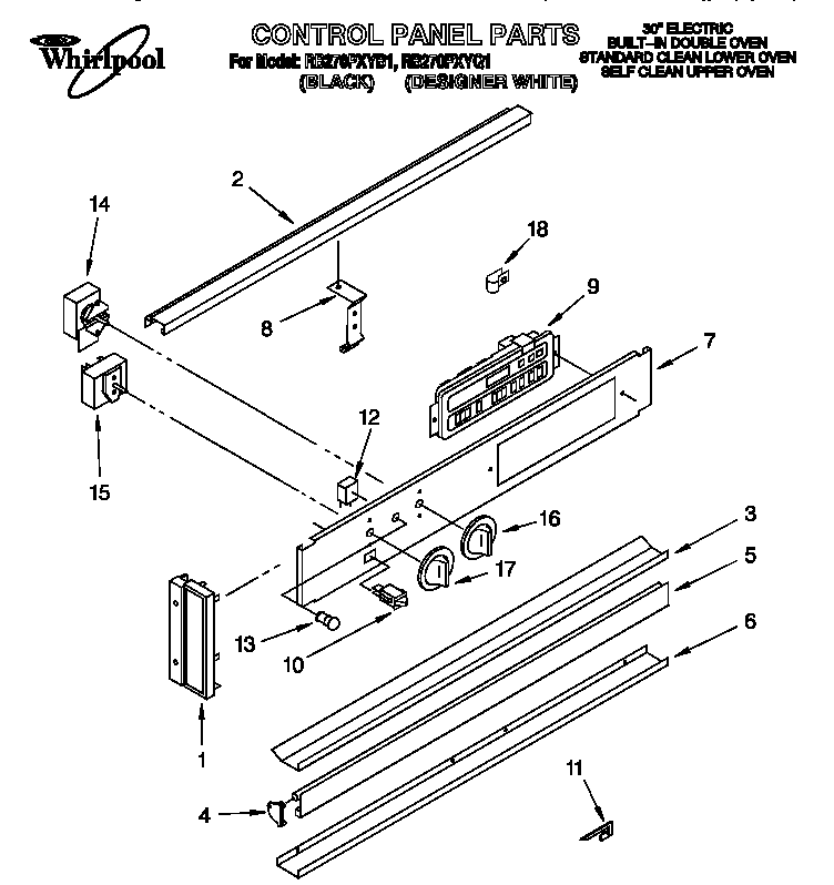 Whirlpool RB270PXYQ1 control panel diagram