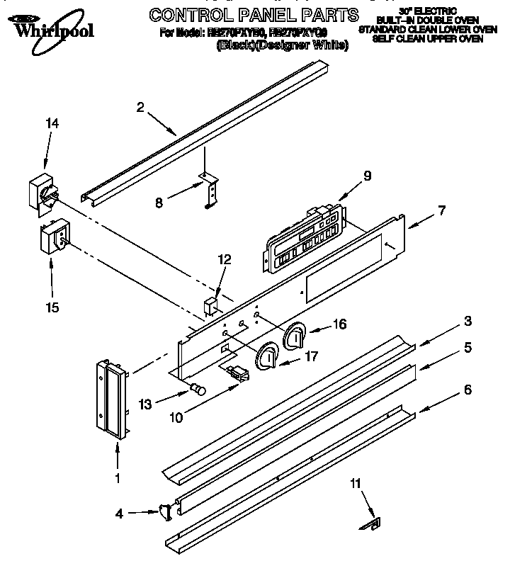 Whirlpool RB270PXYQ0 control panel diagram