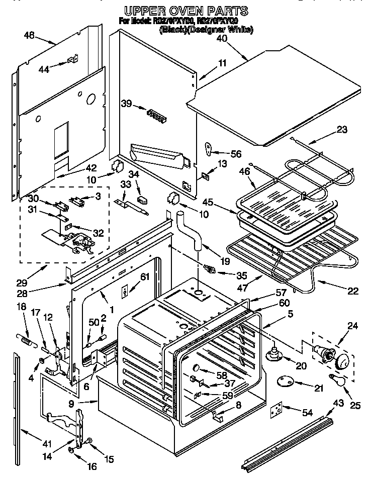 Whirlpool RB270PXYQ0 upper oven diagram
