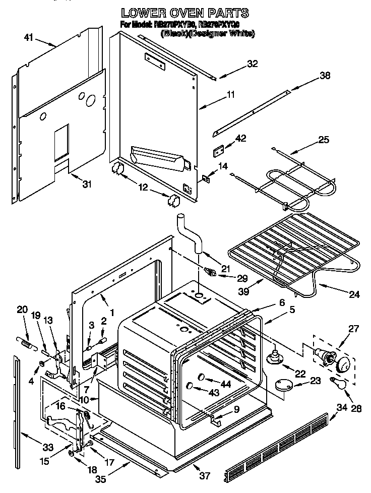 Whirlpool RB270PXYQ0 lower oven diagram