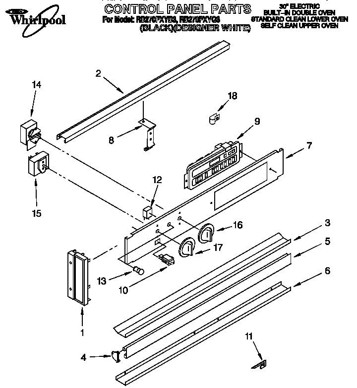 Whirlpool RB270PXYQ3 control panel diagram