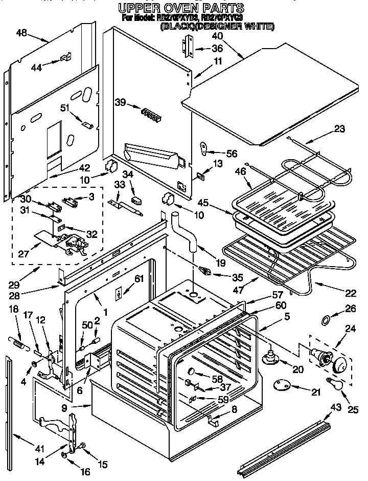 Whirlpool RB270PXYQ3 upper oven diagram