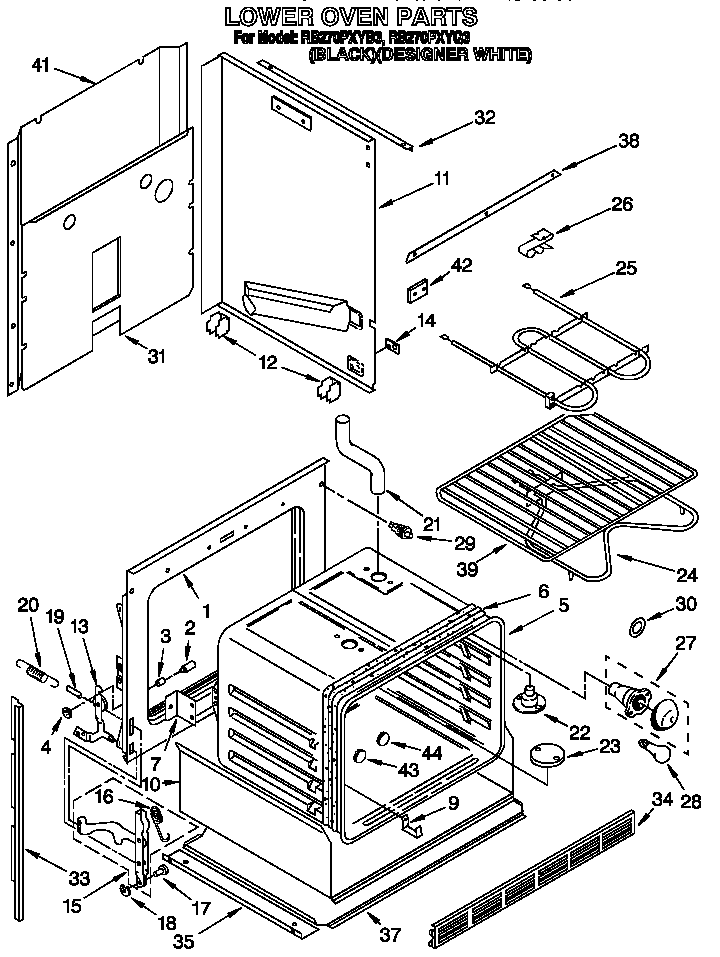 Whirlpool RB270PXYQ3 lower oven diagram