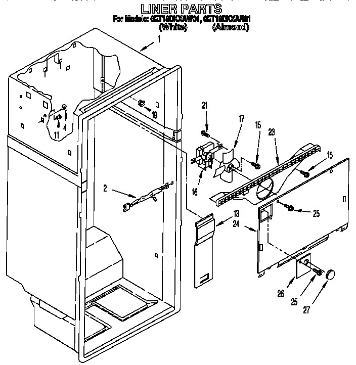 Whirlpool 6ET18DKXAW01 liner diagram
