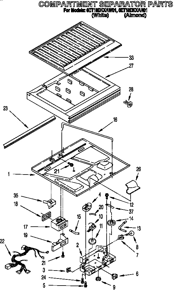 Whirlpool 6ET18DKXAW01 compartment separator diagram