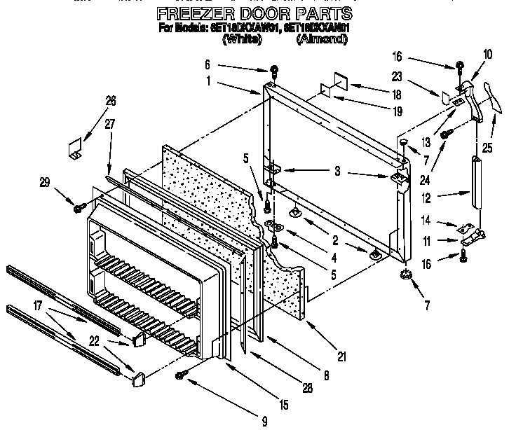 Whirlpool 6ET18DKXAW01 freezer door diagram