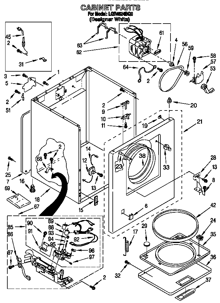 Whirlpool LGR4624BQ0 cabinet diagram