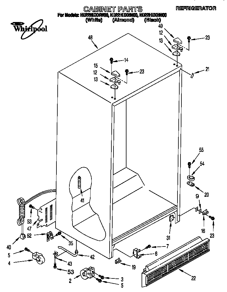 Whirlpool ED22HDXBB00 cabinet diagram