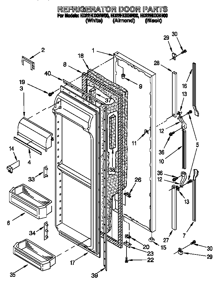 Whirlpool ED22HDXBB00 refrigerator door diagram