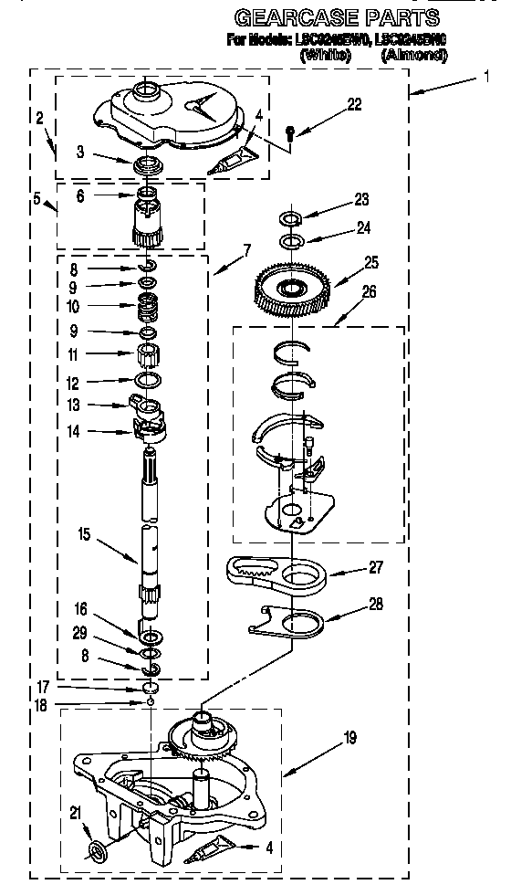 Whirlpool LSC9245BW0 gearcase diagram