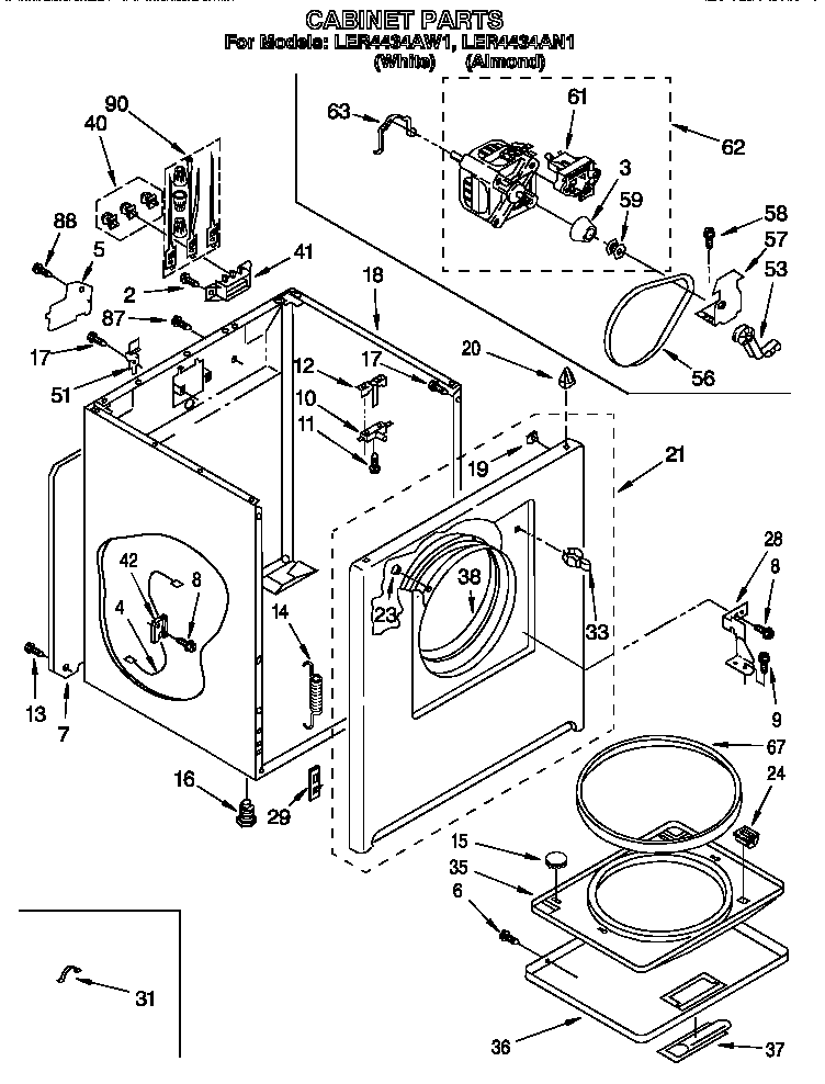 Whirlpool LER4434AN1 cabinet diagram
