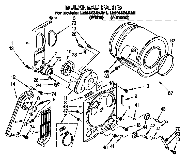Whirlpool LER4434AN1 bulkhead diagram