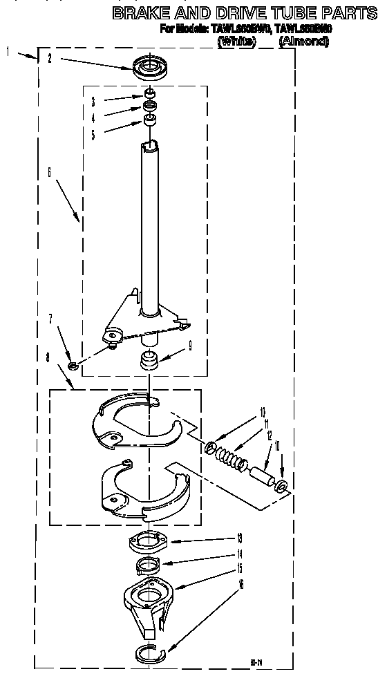 Estate TAWL650BN0 brake and drive tube diagram