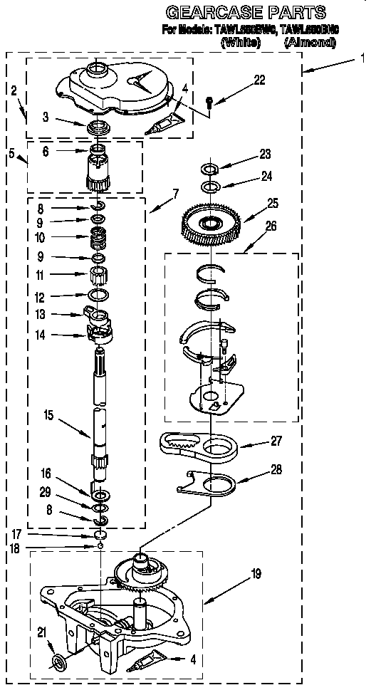 Estate TAWL650BN0 gearcase diagram