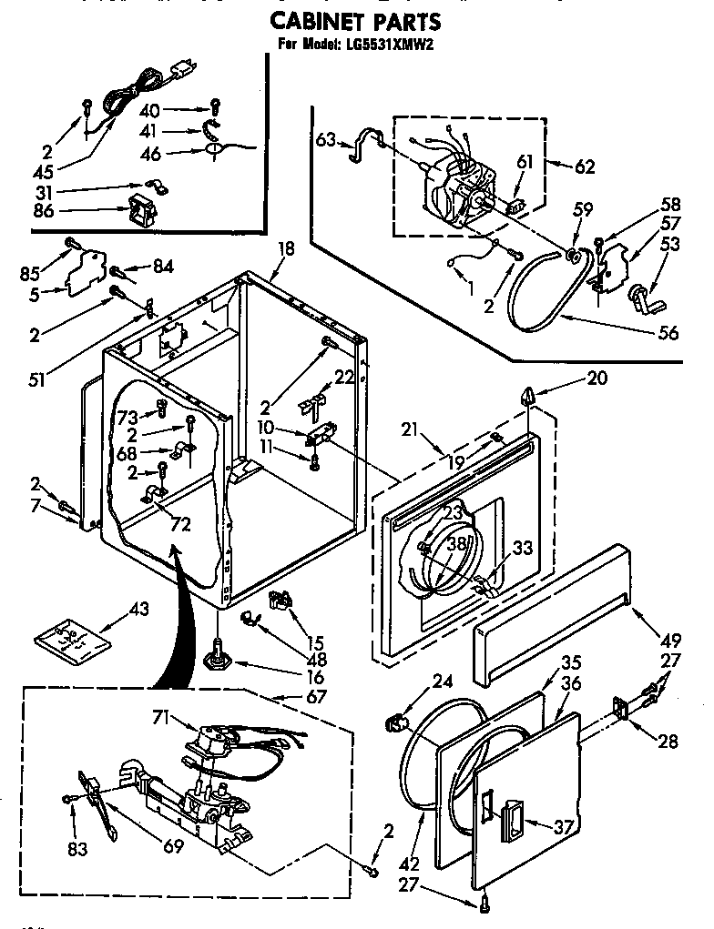 Whirlpool LG5531XMN2 cabinet diagram