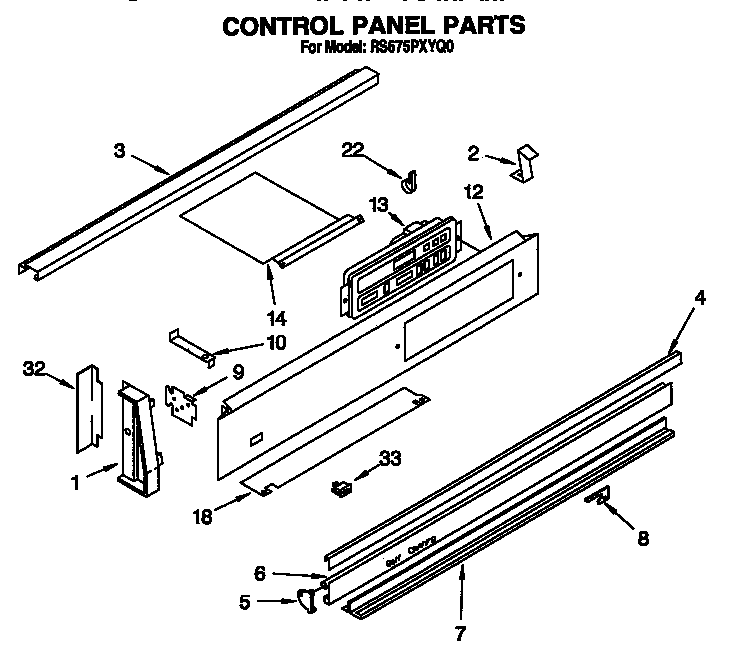 Whirlpool RS675PXYH0 control panel diagram
