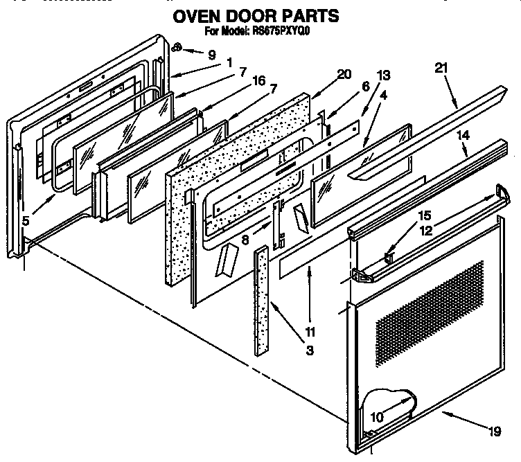 Whirlpool RS675PXYH0 oven door diagram