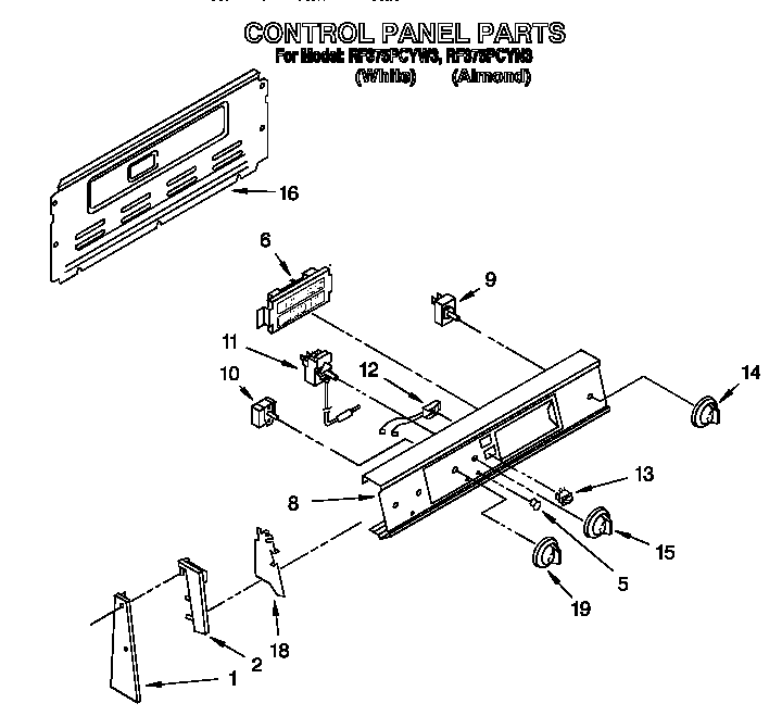 Whirlpool RF375PCYN3 control panel diagram