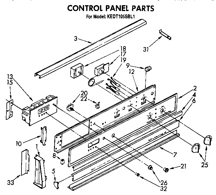 KitchenAid KEDT105SBL1 control panel diagram