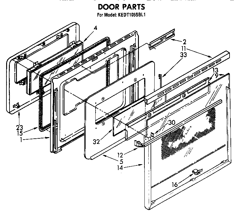 KitchenAid KEDT105SBL1 door diagram