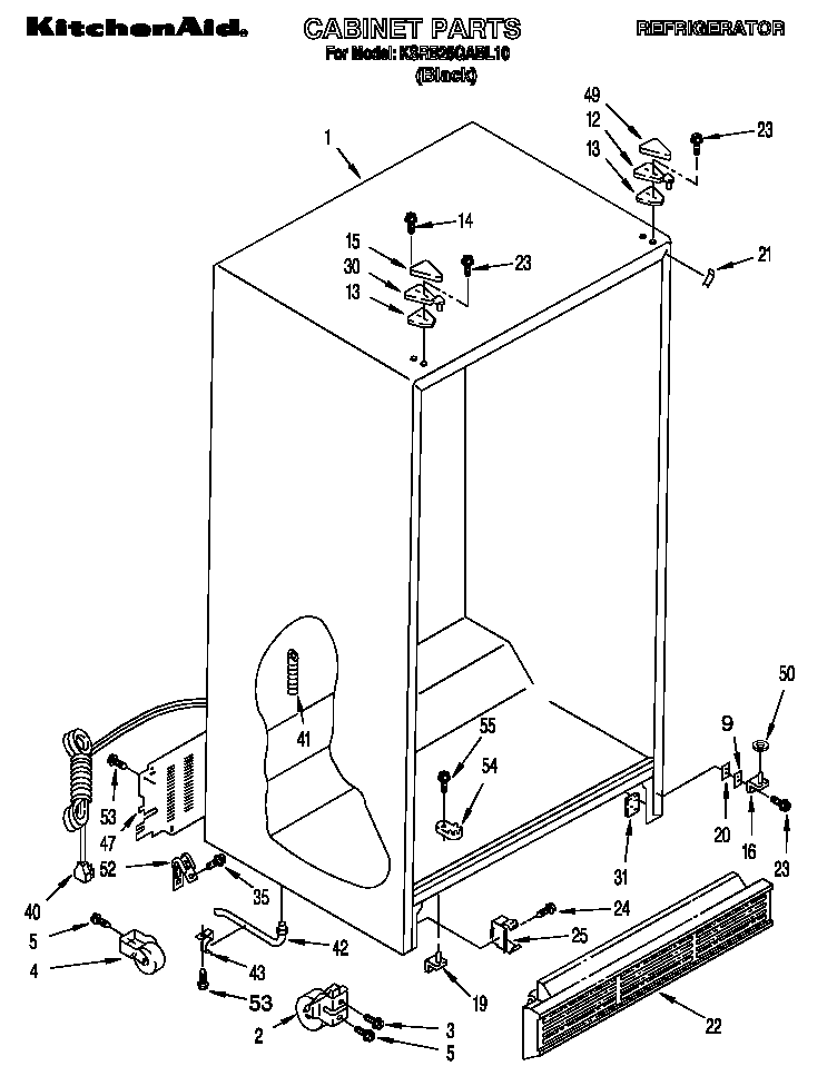KitchenAid KSRB25QABL10 cabinet diagram