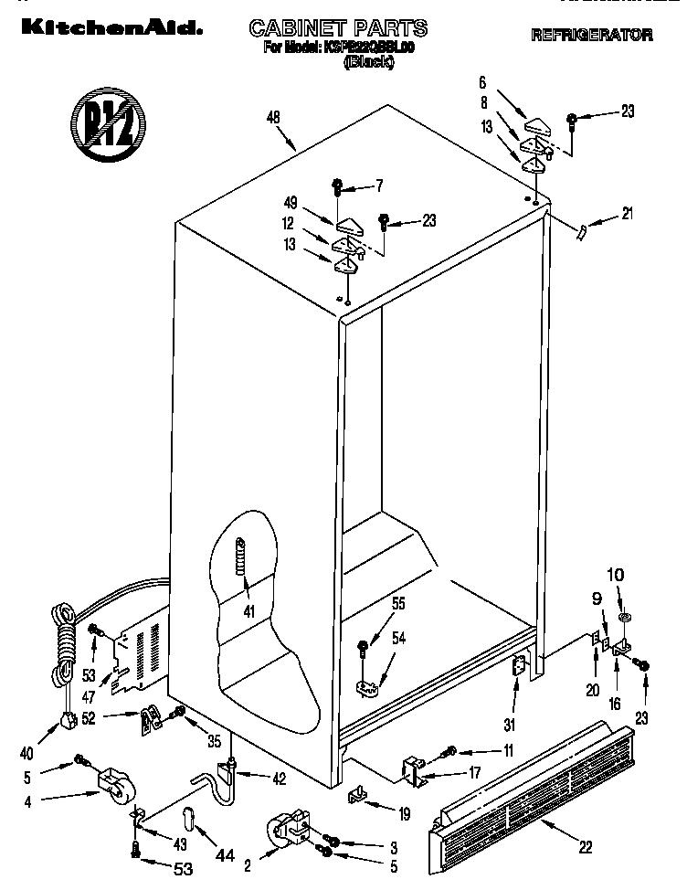 KitchenAid KSPB22QBBL00 cabinet diagram
